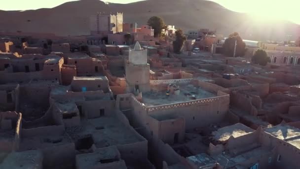 Filmagem Vista Aérea Antigo Taghit Autêntico Deserto Saara Argélia — Vídeo de Stock