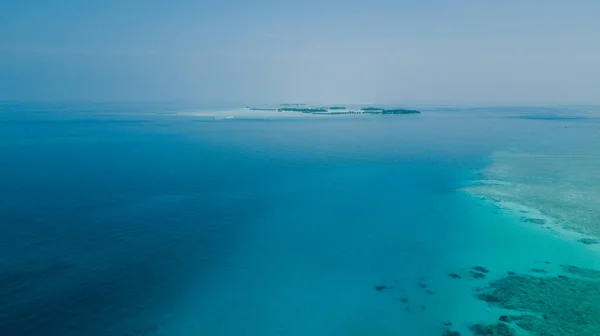 Aerial View Maafushi Kaafu Atoll Paradise Island Blue Ocean Water — kuvapankkivalokuva