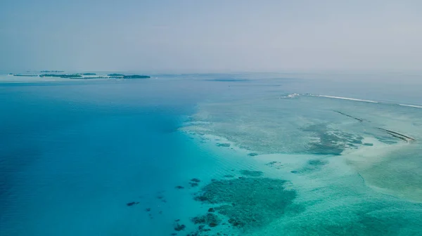 Aerial View Maafushi Kaafu Atoll Paradise Island Blue Ocean Water — Φωτογραφία Αρχείου