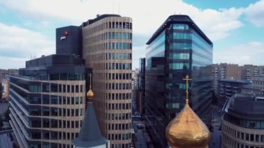 Moskova, Rusya 'nın merkezindeki 4K Hava Panoraması 