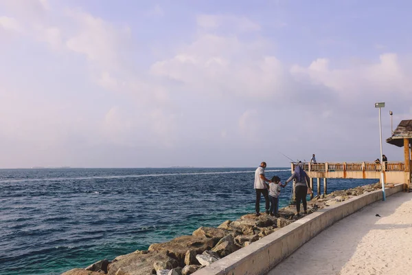 Αντρας Μαλδίβες Ιουνίου 2021 Sunny Day View Maldivian Beach Promenade — Φωτογραφία Αρχείου