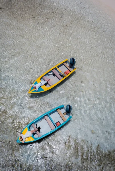 Two Lovers Boat Seychelles — Stock Photo, Image