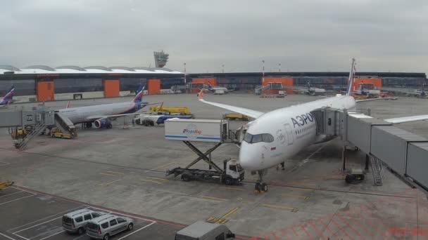 Prazo Manutenção Embarque Dos Aviões Aeroporto — Vídeo de Stock