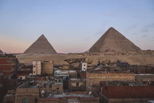 Hermosa Vista Una Las Maravillas Del Mundo Antiguo Grandes Pirámides —  Fotos de Stock