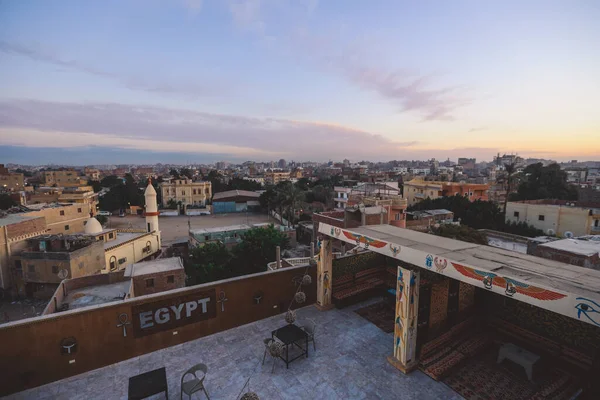Sunset Cityscape Kilátás Giza Város Színes Égbolt Helyi Épületek Egyiptom — Stock Fotó