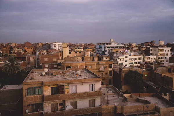 Sunset Cityscape Kilátás Giza Város Színes Égbolt Helyi Épületek Egyiptom — Stock Fotó