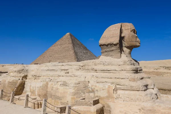 Main View Great Sphinx Giza Est Une Statue Géante Calcaire — Photo
