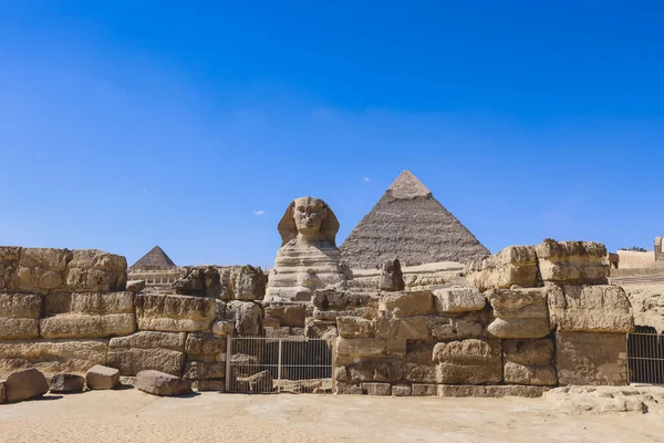 Giza Nın Büyük Sfenksi Nin Ana Görüntüsü Mısır Giza Kentindeki — Stok fotoğraf