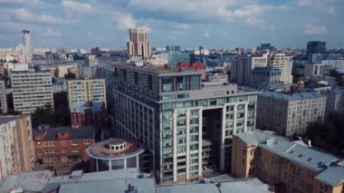 Moskova 'nın merkezinin havadan panoramik görüntüsü 