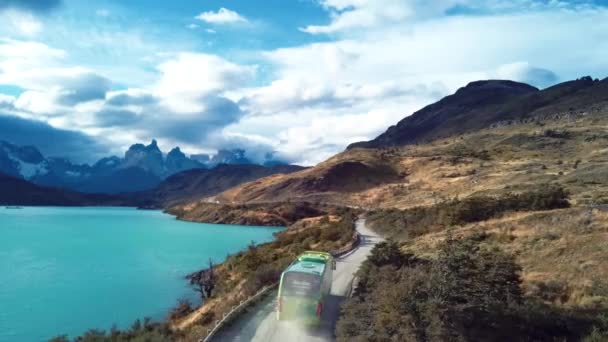 Όμορφη Εναέρια Πανόραμα Του Torres Del Paine Park Στη Χιλή — Αρχείο Βίντεο