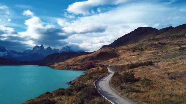 Şili Deki Torres Del Paine Parkı Nın Güzel Hava Manzarası — Stok video