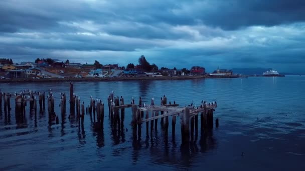 Şili Deki Puerto Natales Hava Görüntüsü — Stok video
