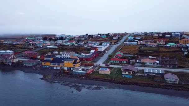 Légi Kilátás Reggeli Panoráma Porvenir Tierra Del Fuego Chile — Stock videók