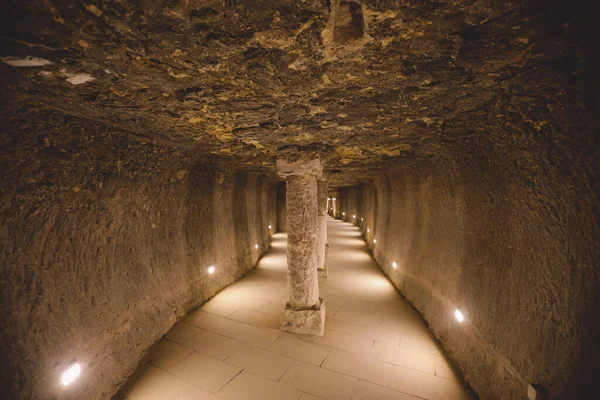 View Brick Walls Stone Columns Ancient Step Pyramid Djoser Saqqara — Stock Photo, Image