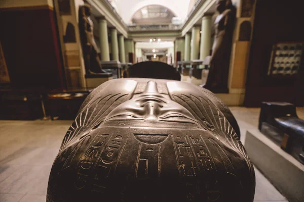 Kairó Egyiptom 2021 November Fenséges Ókori Szarkofág Hieroglifa Szimbólumokkal Kairói — Stock Fotó