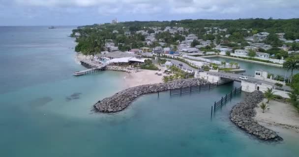 Aerial View Port Charles Marina Island Barbados — Stock Video