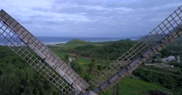 Luftaufnahme Der Morgan Lewis Zuckerfabrik Natur Von Barbados — Stockvideo