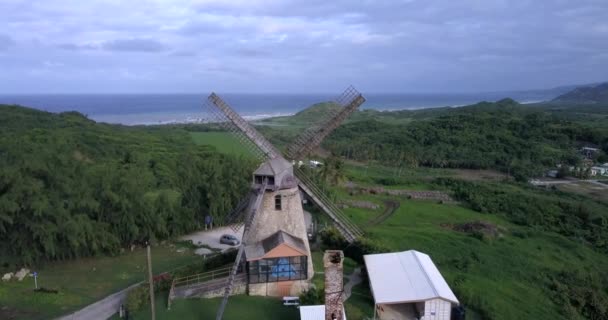 Vista Aérea Morgan Lewis Sugar Mill Natureza Barbados — Vídeo de Stock