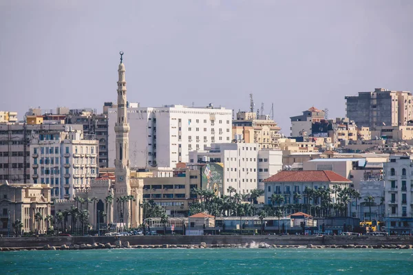 Panoramic View City Alexandria Citadel Mediterranean Sea Embankment Road Streets — Stock Photo, Image