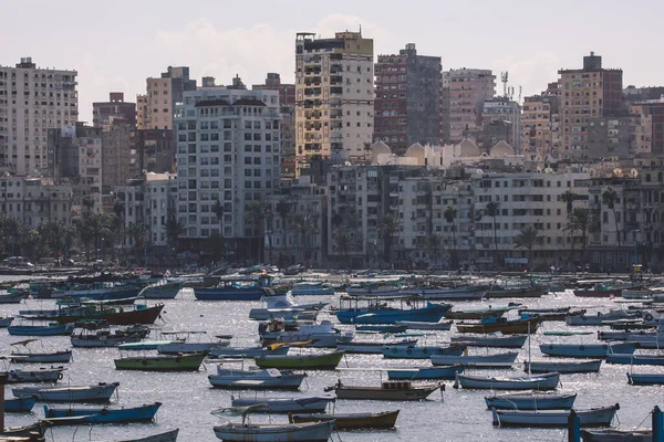 Blick Auf Die Stadt Alexandria Mit Zitadelle Mittelmeerufer Straßen Straßen — Stockfoto