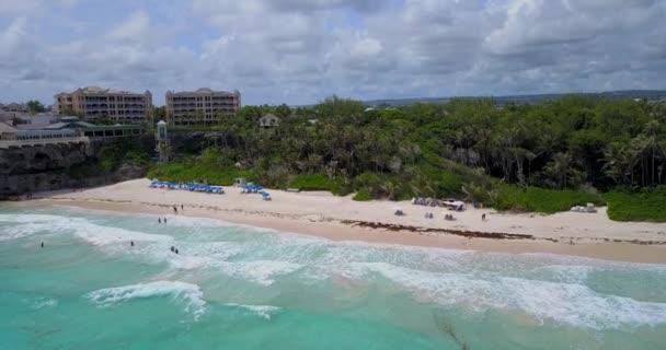 Paisagens Coloridas Crane Beach Barbados Aerial — Vídeo de Stock