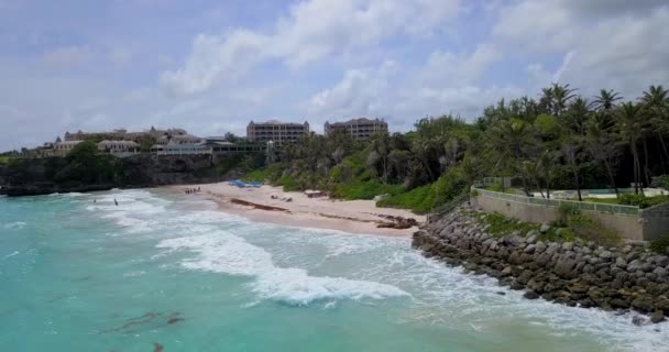 Paisagens Coloridas Crane Beach Barbados Aerial — Vídeo de Stock