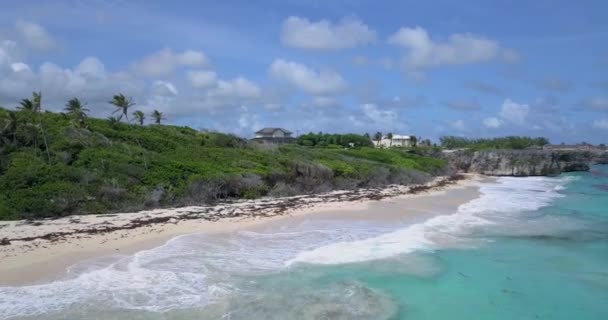 Paisagens Coloridas Crane Beach Barbados Aerial — Vídeo de Stock
