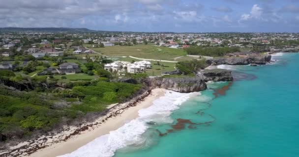 Paesaggi Colorati Crane Beach Barbados Aerial — Video Stock