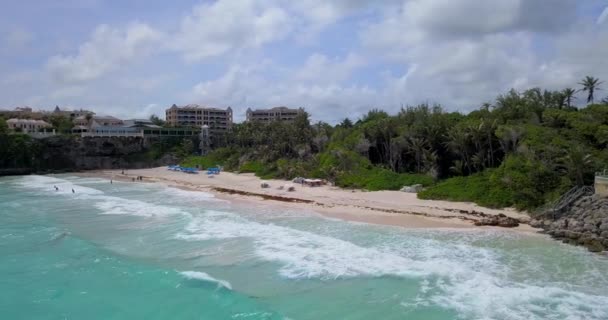 Paisagens Coloridas Crane Beach Barbados Aerial — Vídeo de Stock