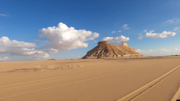 Viaje Través Del Desierto Blanco Bahariya Egipto — Vídeos de Stock