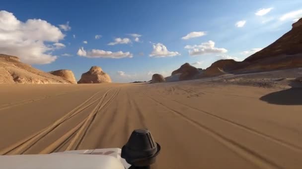 Viaje Través Del Desierto Blanco Bahariya Egipto — Vídeos de Stock