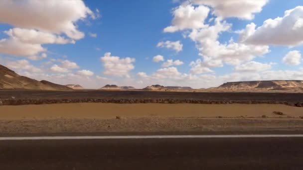 Dirigir Uma Estrada Meio Deserto Egito — Vídeo de Stock