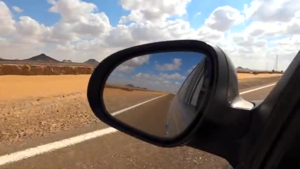 Conducir Por Una Carretera Medio Del Desierto Egipto — Vídeos de Stock