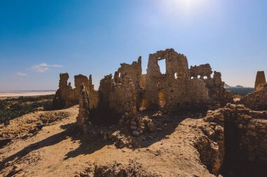 Amun Tapınağı 'nın Eşsiz ve Antik Harabelerine Panoramik Bakış, Siwa Oasis, Mısır