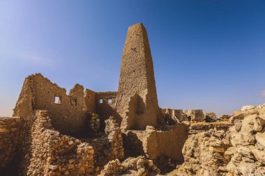 Amun Tapınağı 'nın Eşsiz ve Antik Harabelerine Panoramik Bakış, Siwa Oasis, Mısır