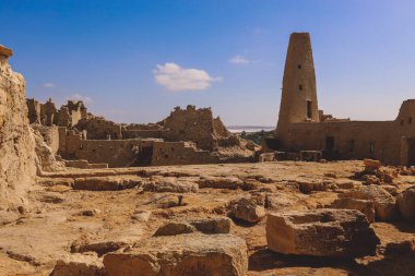 Amun Tapınağı 'nın Eşsiz ve Antik Harabelerine Panoramik Bakış, Siwa Oasis, Mısır