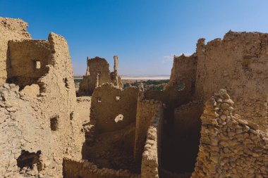 Amun Tapınağı 'nın Eşsiz ve Antik Harabelerine Panoramik Bakış, Siwa Oasis, Mısır