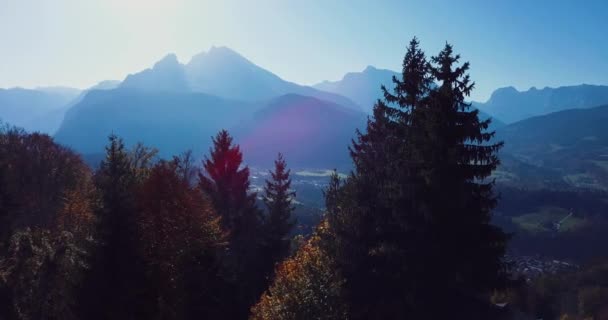 Widok Lotu Ptaka Naturalne Krajobrazy Góry Wokół Berchtesgaden — Wideo stockowe