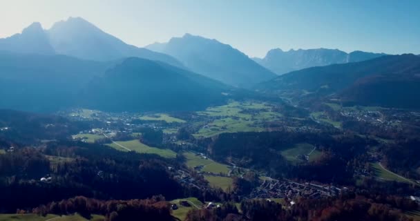 Vue Aérienne Des Paysages Naturels Des Montagnes Autour Berchtesgaden — Video