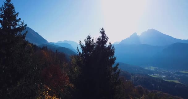 Vue Aérienne Des Paysages Naturels Des Montagnes Autour Berchtesgaden — Video