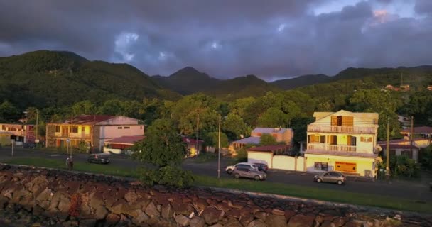 Krajobrazy Wyspy Gwadelupa Zachodzie Słońca — Wideo stockowe