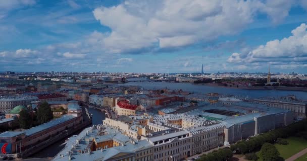 夏季圣彼得堡市中心的空中全景 — 图库视频影像
