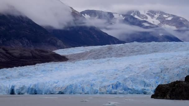 Grauer Gletscher Patagonien Landschaften Chiles — Stockvideo