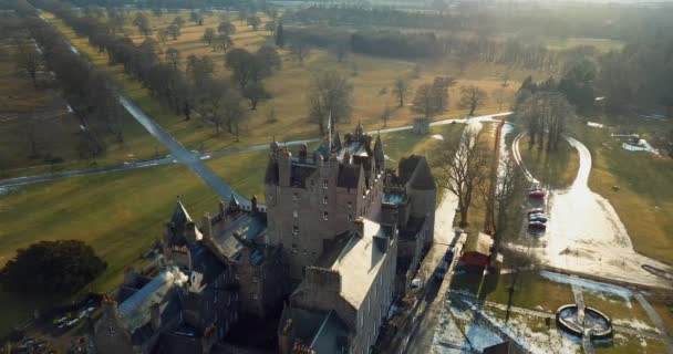 Vista Aérea Del Castillo Glamis Escocia — Vídeo de stock