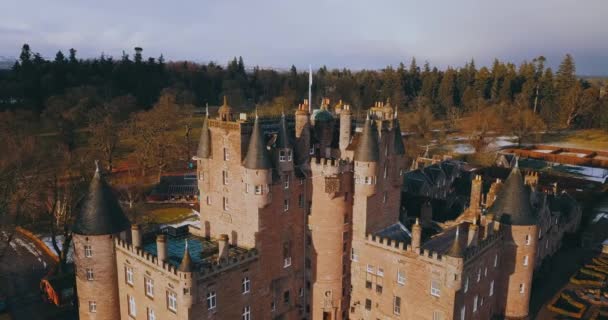 Luftaufnahme Von Glamis Castle Schottland — Stockvideo