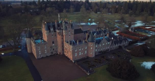 Légi Kilátás Glamis Castle Skócia — Stock videók