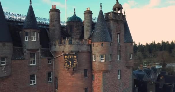 苏格兰格拉米斯城堡的空中景观 — 图库视频影像