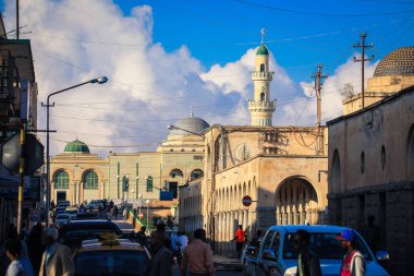 Asmara, Eritre - 02 Kasım 2019: Asmara Merkez Caddesi 'ndeki Yerel Halkın Günlük Yaşamı