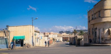 Asmara, Eritre - 02 Kasım 2019: Asmara Merkez Caddesi 'ndeki Yerel Halkın Günlük Yaşamı