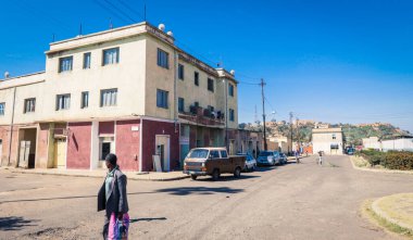 Asmara, Eritre - 02 Kasım 2019: Asmara Merkez Caddesi 'ndeki Yerel Halkın Günlük Yaşamı